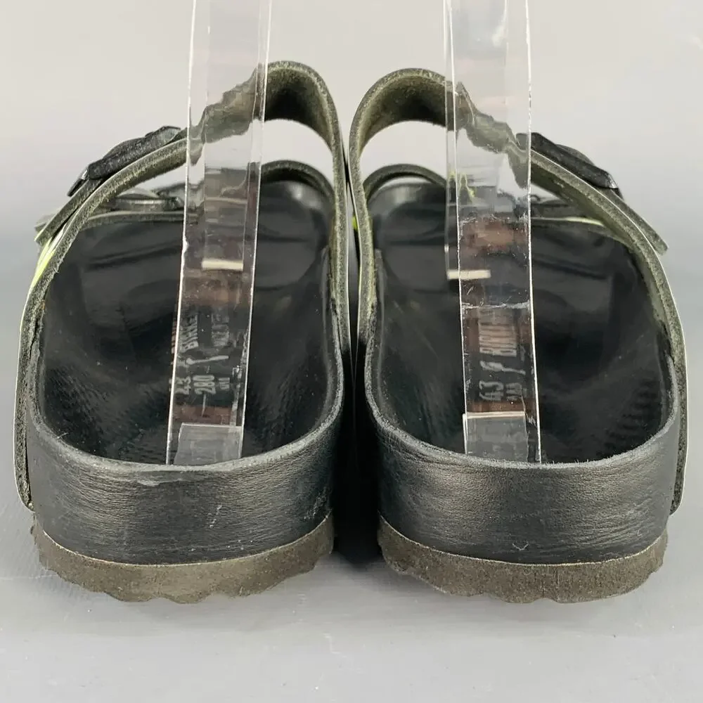 VALENTINO Size 10 Green Olive Camouflage Leather Belted Sandals